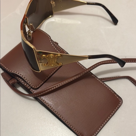 Celine Gold-Trimmed Brown Sunglasses - Picture 1 of 2
